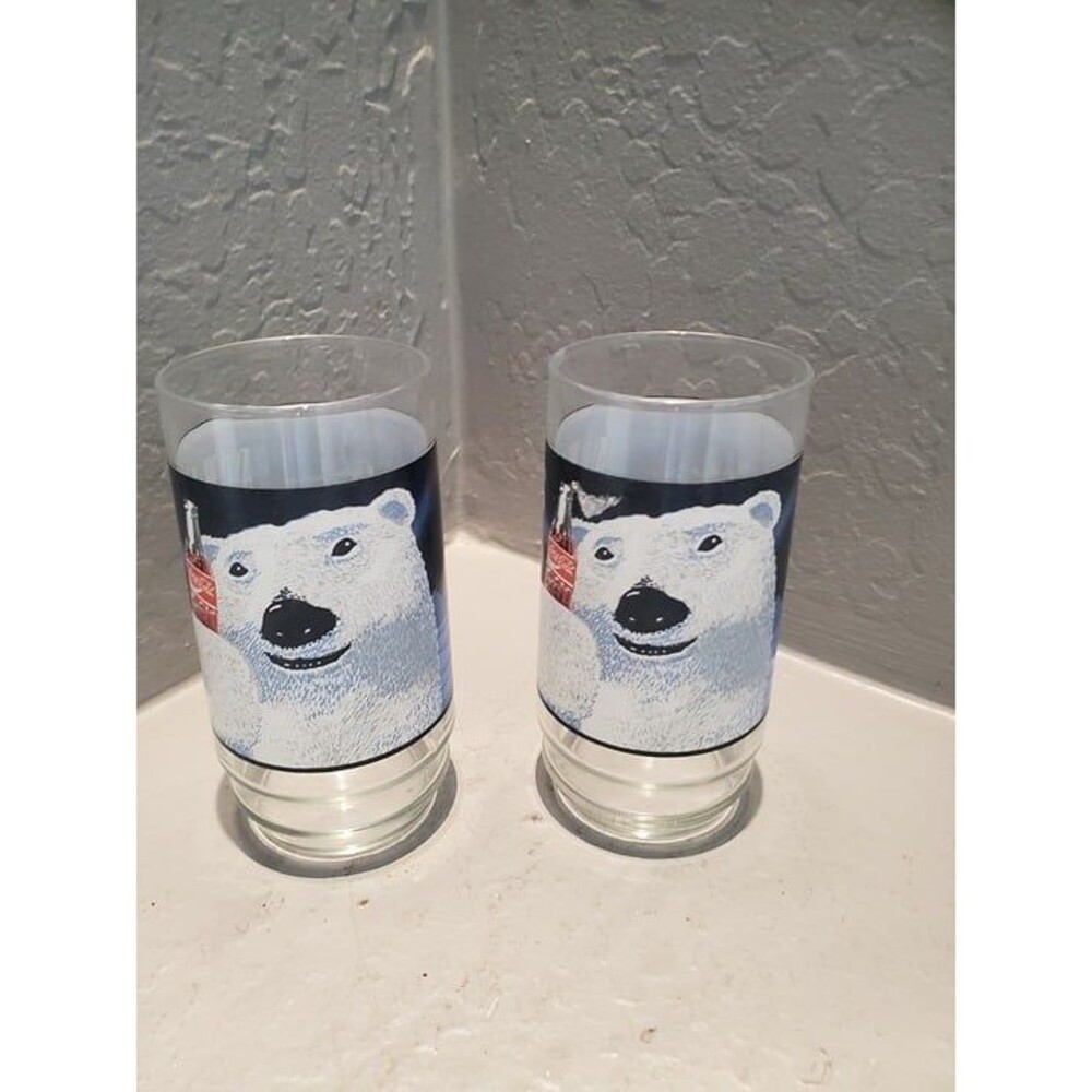 1995 Coca Cola Polar Bear Drinking Glasses 'Always Cool'